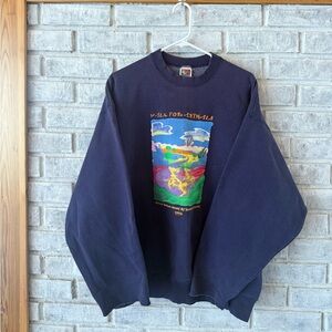 Vintage 1996 Fruit of the Loom Dark Blue Men's Crewneck Sweater